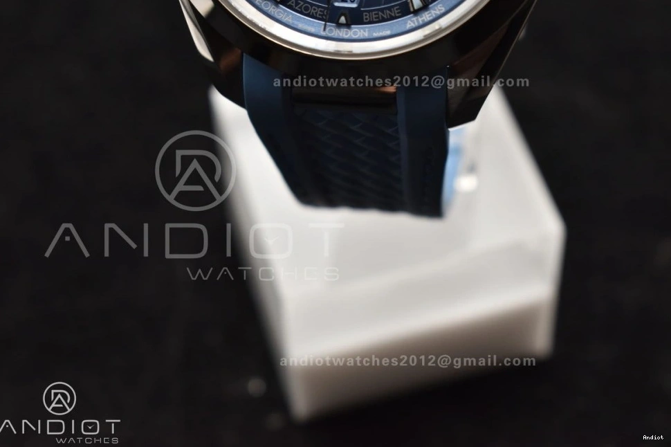 Blue 43mm Clone Dial Best Blue Aqua Rubber 1:1 Edition Super Summer A8938 Strap Terra on GMT VSF Worldtimer 1225